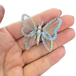 Vintage Jewelry Silver Tone Monet Butterfly Brooch